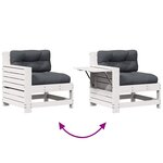 vidaXL Salon de jardin 7 Pièces avec coussins blanc bois de pin massif