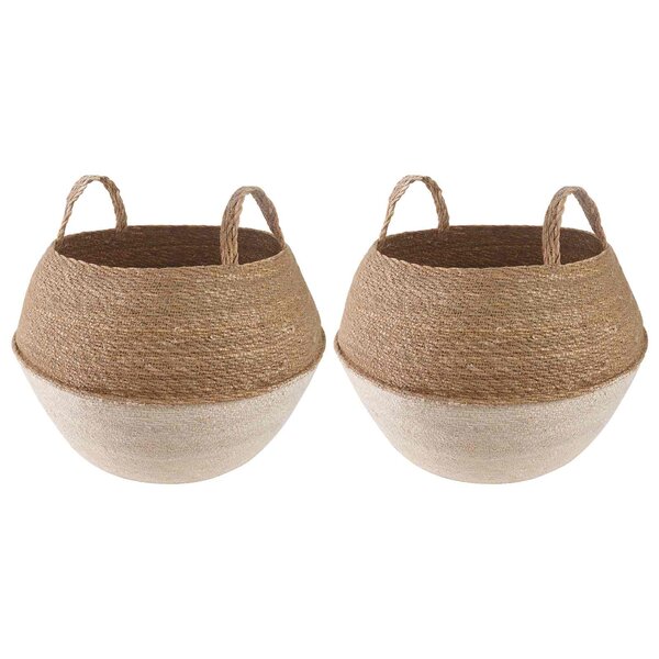 vidaXL Pot de plante avec poignées 2 pc Blanc Ø 45 x 36 cm