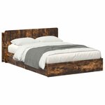 vidaXL Cadre de lit avec rangement avec tiroir Chêne fumé 135 x 190 cm