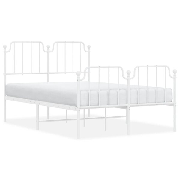 vidaXL Cadre de lit métal avec tête de lit/pied de lit blanc 120x190cm