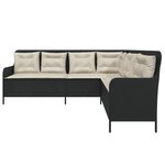 vidaXL Canapé de jardin et coussins en forme de L noir résine tressée
