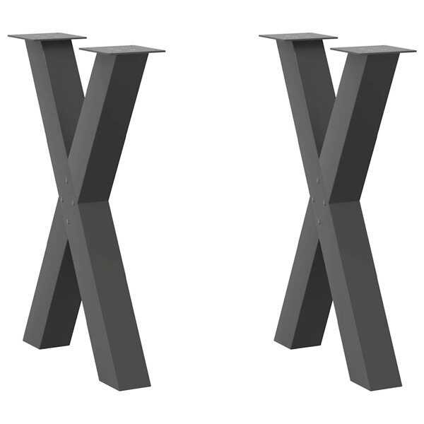 vidaXL Pieds de table à manger en forme de X 2 pièces anthracite 60 x (72-73) cm acier