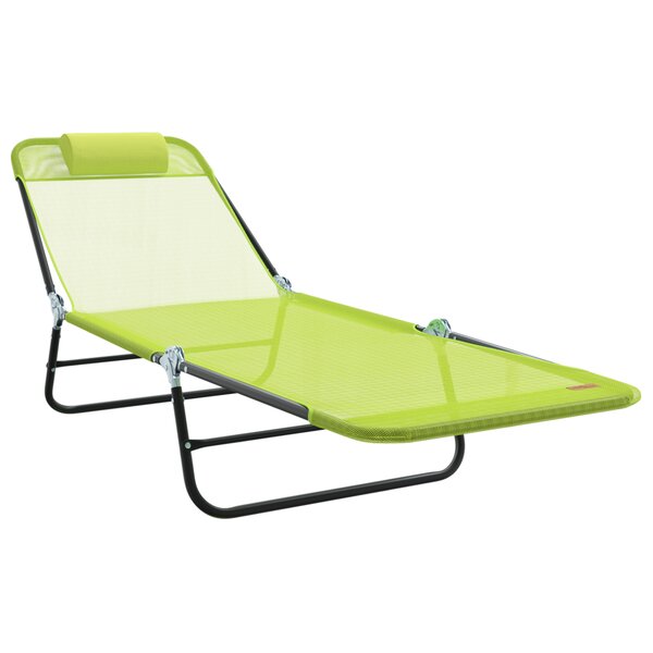 vidaXL Chaise Longue Pliante avec Repose-tête en Textilène Verte