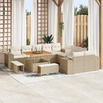 Ensemble de Canapé de Jardin vidaXL 13 pièces avec Coussins Beige Poly Rotin Acacia