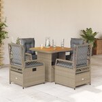 vidaXL Ensemble à manger de jardin avec coussins 5Pièces Beige poly rotin