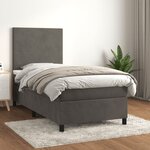 vidaXL Sommier à lattes de lit et matelas Gris foncé 90x190 cm Velours