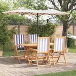 vidaXL Ensemble de salle à manger pour jardin 5 Pièces Bleu et blanc