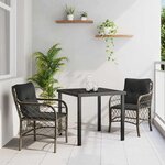 vidaXL Ensemble de salle à manger pour jardin 3 Pièces Gris Poly rotin