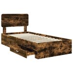 vidaXL Cadre de lit Chêne fumé 100 x 200 cm Bois d'ingénierie