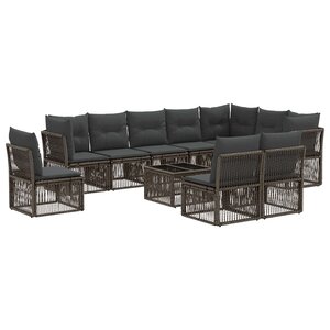 vidaXL Ensemble de canapé de jardin 11 Pièces Gris polyrotin