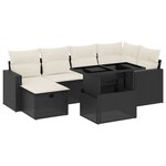 vidaXL Salon de jardin 7 Pièces avec coussins noir résine tressée
