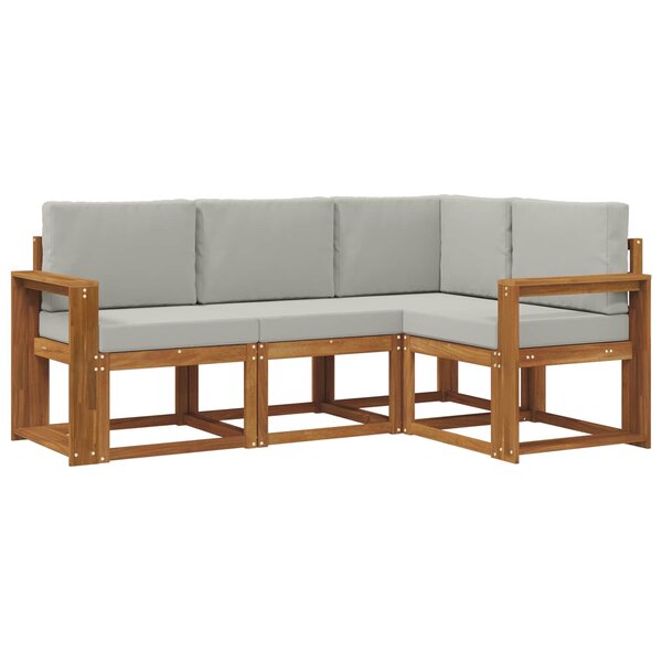 vidaXL Ensemble de canapés d'extérieur 4 pc Gris Naturel et Clair