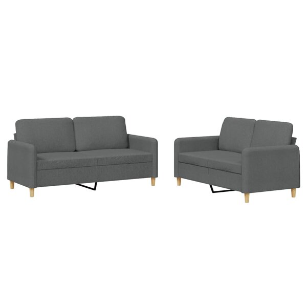 vidaXL Ensemble de canapés 2 Pièces avec coussins Gris foncé Tissu