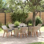 vidaXL Ensemble de repas extérieur 7 Pièces Gris clair
