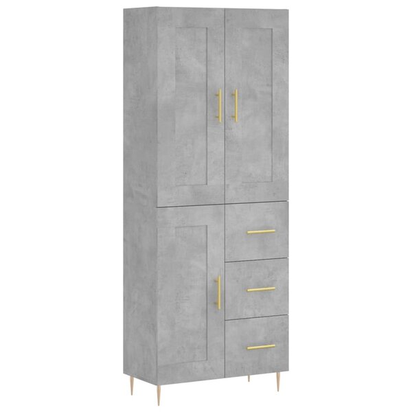 vidaXL Buffet haut Gris béton 69 5x34x180 cm Bois d'ingénierie