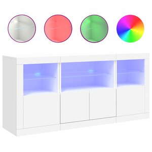 vidaXL Buffet avec lumières LED blanc 142 5x37x67 cm