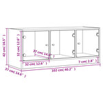 vidaXL Meuble TV avec portes en verre chêne fumé 102x37x42 cm