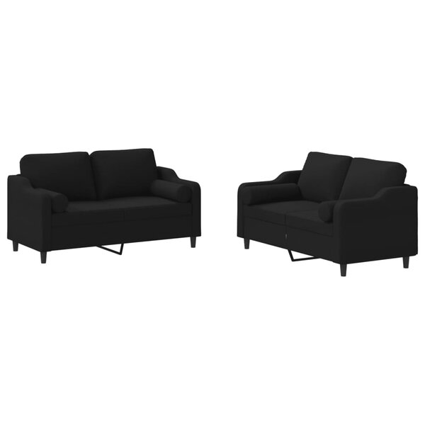 vidaXL Ensemble de canapés 2 Pièces avec coussins noir tissu
