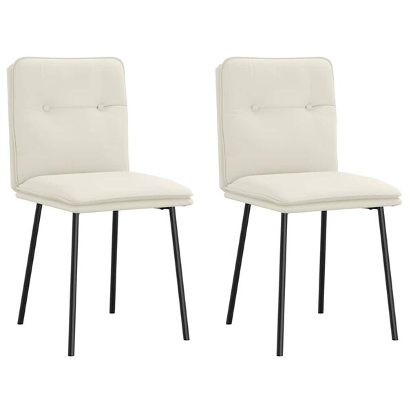vidaXL Chaises à manger lot de 2 Crème Velours