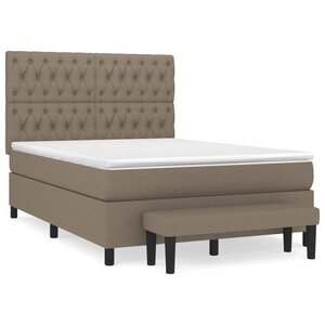 vidaXL Sommier à lattes de lit avec matelas Taupe 140x200 cm Tissu
