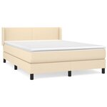 vidaXL Sommier à lattes de lit avec matelas Crème 140x200 cm Tissu