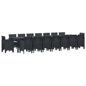 Ensemble de salle à manger de jardin de 17 pièces avec coussins Anthracite Rotin Synthétique
