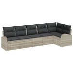 vidaXL Ensemble de canapé de jardin 6 Pièces Gris clair Poly rotin