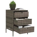 vidaXL Armoire de rangement de jardin et 3 tiroirs gris résine tressée
