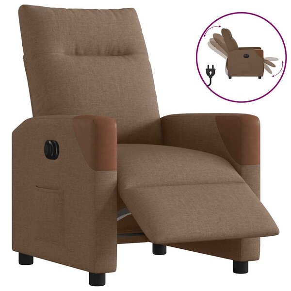 vidaXL Fauteuil inclinable électrique Marron Tissu