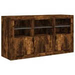 vidaXL Buffet avec lumières LED chêne fumé 123x37x67 cm