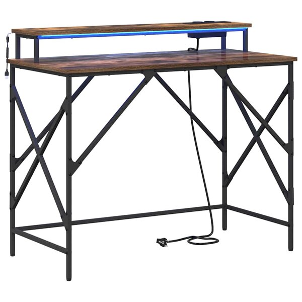 vidaXL Bureau Chêne fumé 100 x 50 x 86 5 cm Bois d'ingénierie