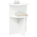 vidaXL Table d'appoint Blanc Ø 39 5 x 55 cm Bois d'ingénierie