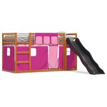 vidaXL Lit superposé sans matelas avec toboggan et rideaux 90x200 cm