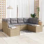 vidaXL Ensemble de Canapé de Jardin 6 pièces avec Coussins Beige Rattan