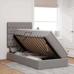 vidaXL Lit avec rangement et LED avec LED Taupe 100 x 200 cm Polyester