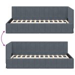 vidaXL Cadre de lit d'angle Gris foncé 90 x 200 cm Velours