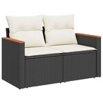 vidaXL Ensemble de canapé de jardin 8 Pièces Noir polyrotin