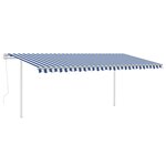 vidaXL Auvent rétractable automatique avec poteaux 5x3 m Bleu et blanc