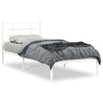 vidaXL Cadre de lit métal avec tête de lit blanc 90x200 cm