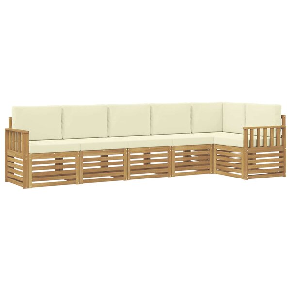 vidaXL Ensemble de canapés d'extérieur 6 pc Blanc et crème Polyester