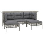 Salon de jardin meuble d'extérieur ensemble de mobilier 6 pièces avec coussins gris résine tressée 02_0016821