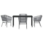 vidaXL Set de Salle à Manger de Jardin de 5 Pièces avec Coussins Gris Poly Rattan