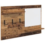 vidaXL Porte-manteau mural avec étagère avec stockage avec miroir Bois ancien 90 x 10 x 50 cm