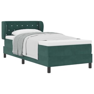 vidaXL Lit à ressorts avec tête de lit Vert foncé 90 x 200 cm Velours