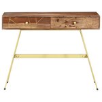 Bureau table poste de travail meuble d'ordinateur informatique étude avec tiroirs 100 x 55 x 75 cm bois solide brun 02_0023460