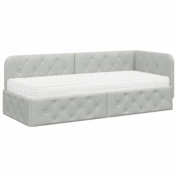 vidaXL Cadre de lit d'angle Gris clair 80 x 200 cm Velours