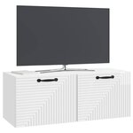 vidaXL Meuble TV mural Montage mural Blanc brillant 78 5 x 31 x 30 cm