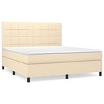 vidaXL Sommier à lattes de lit avec matelas Crème 180x200 cm Tissu