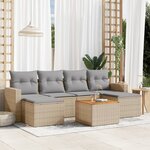vidaXL Salon de jardin avec coussins 7Pièces mélange beige résine tressée