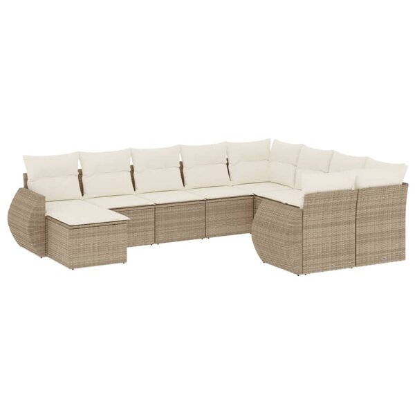 vidaXL Salon de jardin avec coussins 10 Pièces beige résine tressée